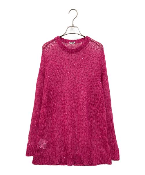 MIU MIU（ミュウミュウ）MIU MIU (ミュウミュウ) モヘアブレンドスパンコールニット ショッキングピンク サイズ:38の古着・服飾アイテム