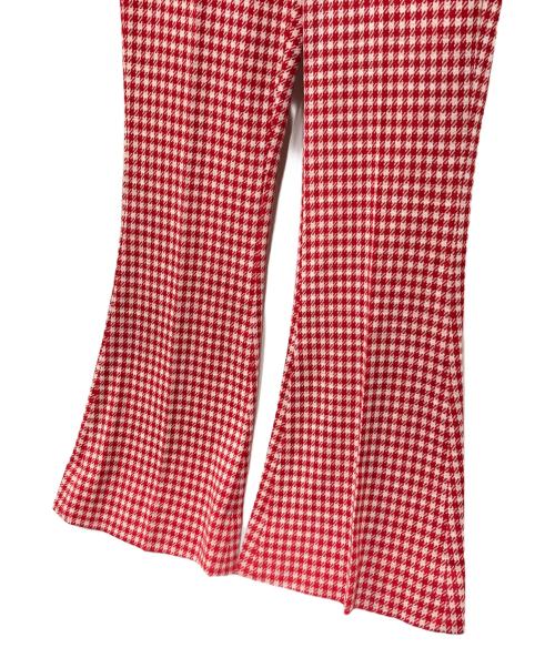 MIU MIU（ミュウミュウ）MIU MIU (ミュウミュウ) ウエストロゴフレアパンツ アイボリー×レッド サイズ:40Sの古着・服飾アイテム