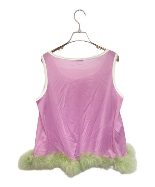 MIU MIU（ミュウミュウ）MIU MIU (ミュウミュウ) ワイルドターキーフェザータンクトップ グリーン×パープル サイズ:40の古着・服飾アイテム