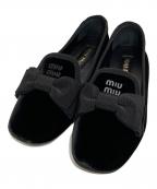 MIU MIUミュウミュウ）の古着「ベルベットリボンバレエシューズ」｜ブラック