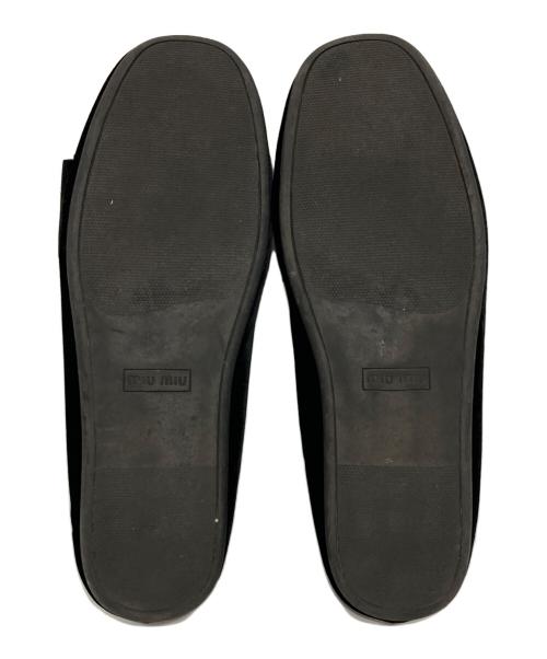MIU MIU（ミュウミュウ）MIU MIU (ミュウミュウ) ベルベットリボンバレエシューズ ブラック サイズ:38 1/2の古着・服飾アイテム