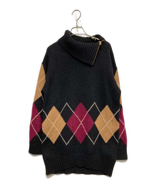 BLUE LABEL CRESTBRIDGE（ブルーレーベルクレストブリッジ）BLUE LABEL CRESTBRIDGE (ブルーレーベルクレストブリッジ) アーガイルニット エンジ×ブラック サイズ:38の古着・服飾アイテム