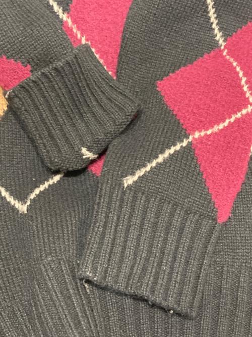 BLUE LABEL CRESTBRIDGE（ブルーレーベルクレストブリッジ）BLUE LABEL CRESTBRIDGE (ブルーレーベルクレストブリッジ) アーガイルニット エンジ×ブラック サイズ:38の古着・服飾アイテム