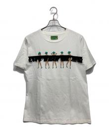 WESTOVERALLS（ウエストオーバーオールズ）の古着「プリントフリンジTシャツ」｜ホワイト