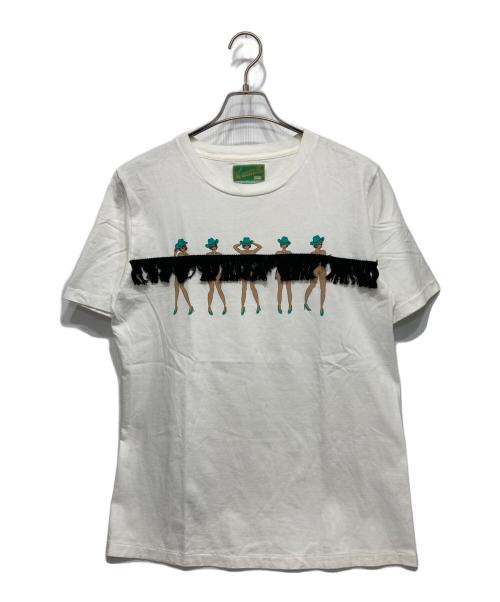 WESTOVERALLS（ウエストオーバーオールズ）WESTOVERALLS (ウエストオーバーオールズ) プリントフリンジTシャツ ホワイト サイズ:Sの古着・服飾アイテム
