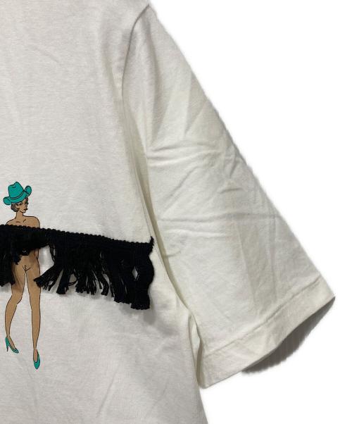WESTOVERALLS（ウエストオーバーオールズ）WESTOVERALLS (ウエストオーバーオールズ) プリントフリンジTシャツ ホワイト サイズ:Sの古着・服飾アイテム