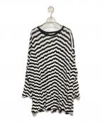 Y'sワイズ）の古着「ボーダーカットソー」｜ホワイト×ブラック