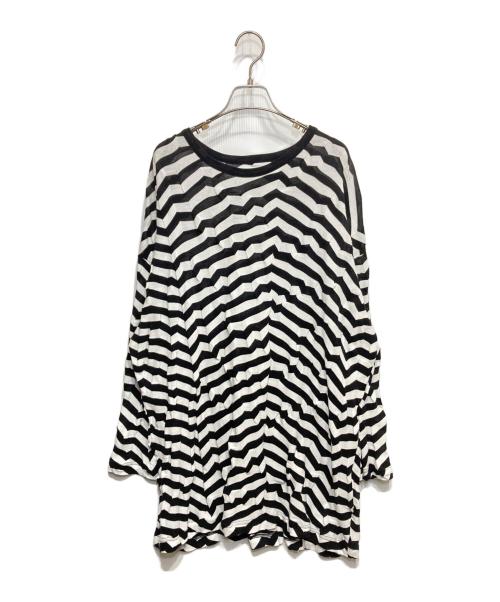 Y's（ワイズ）Y's (ワイズ) ボーダーカットソー ホワイト×ブラック サイズ:2の古着・服飾アイテム