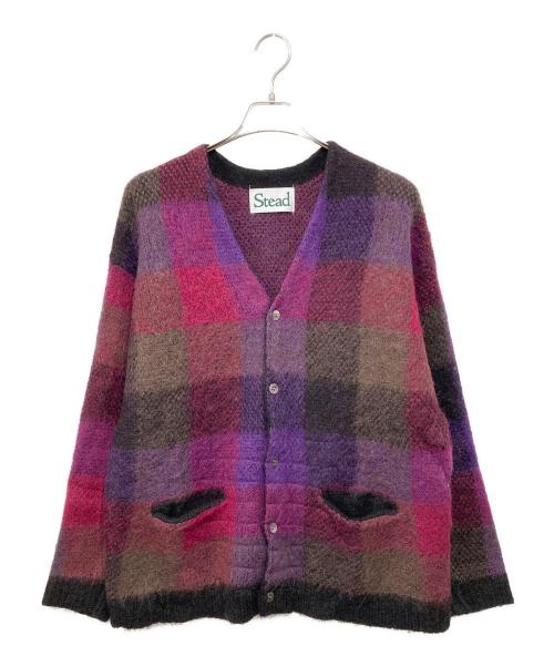 STEAD（ステッド）STEAD (ステッド) 5G KID-MOHAIR MIX BLOCK CHECK C／D パープル サイズ:Mの古着・服飾アイテム