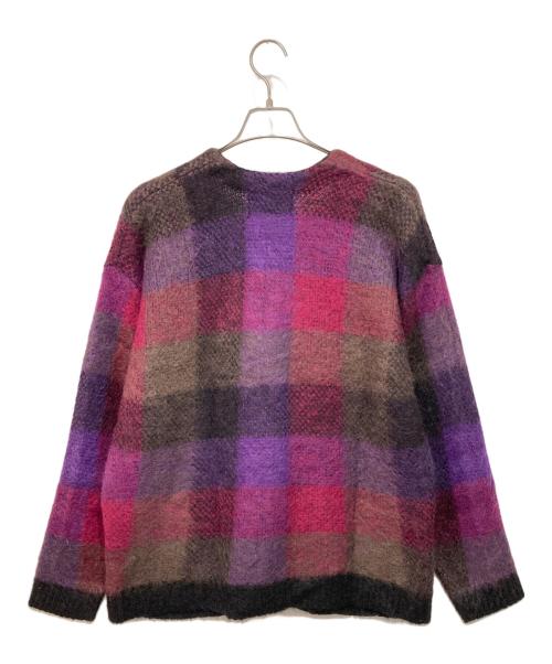 STEAD（ステッド）STEAD (ステッド) 5G KID-MOHAIR MIX BLOCK CHECK C／D パープル サイズ:Mの古着・服飾アイテム