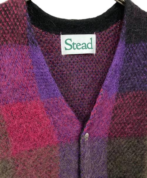 STEAD（ステッド）STEAD (ステッド) 5G KID-MOHAIR MIX BLOCK CHECK C／D パープル サイズ:Mの古着・服飾アイテム