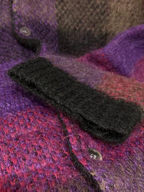 STEAD（ステッド）STEAD (ステッド) 5G KID-MOHAIR MIX BLOCK CHECK C／D パープル サイズ:Mの古着・服飾アイテム