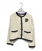ARPEGE STORYアルページュストーリー）の古着「エンブレムブローチ付配色ニットジャケット」｜ベージュ