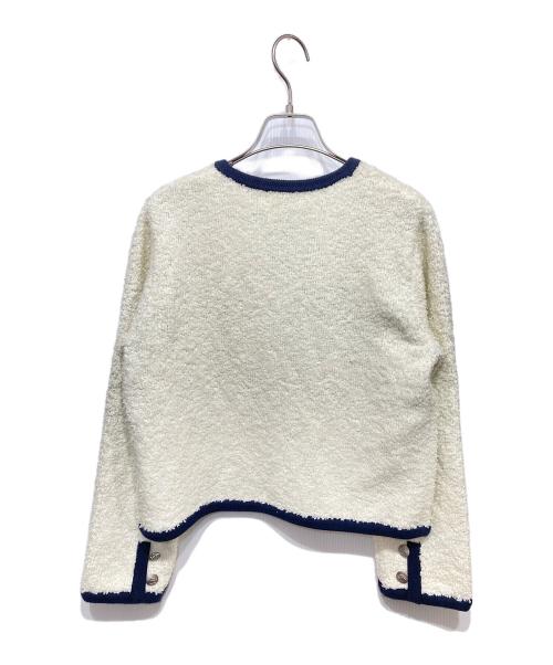 ARPEGE STORY（アルページュストーリー）ARPEGE STORY (アルページュストーリー) エンブレムブローチ付配色ニットジャケット ベージュ サイズ:2の古着・服飾アイテム