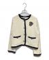 ARPEGE STORY（アルページュストーリー）の古着「エンブレムブローチ付配色ニットジャケット」｜ベージュ