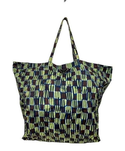 PRADA（プラダ）PRADA (プラダ) 総柄トートバッグ ブラウン×グリーンの古着・服飾アイテム
