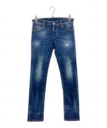 DSQUARED2（ディースクエアード）の古着「ダメージスキニーデニムパンツ」｜インディゴ