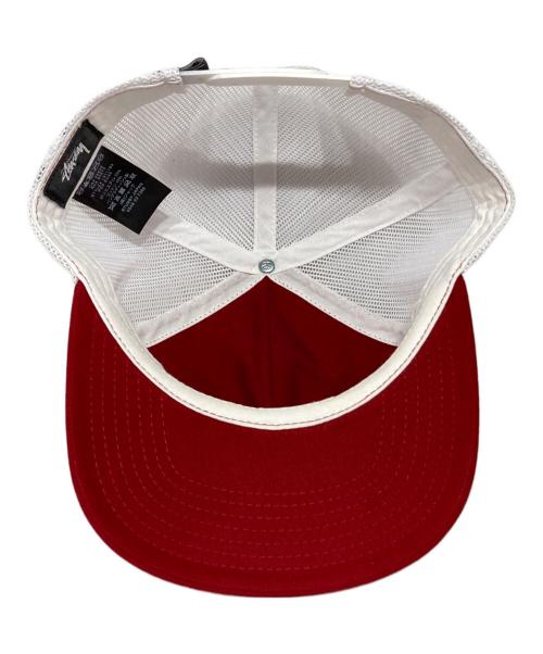 stussy（ステューシー）stussy (ステューシー) キャップ ホワイト×レッドの古着・服飾アイテム