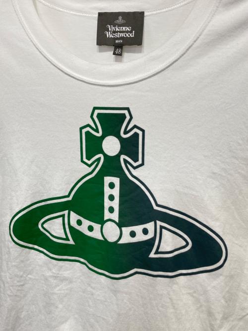 Vivienne Westwood man（ヴィヴィアン ウェストウッド マン）Vivienne Westwood MAN (ヴィヴィアンウエストウッドマン) プリントTシャツ グリーン×ホワイト サイズ:48の古着・服飾アイテム