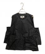 MM6 Maison Margielaエムエムシックスメゾンマルジェラ）の古着「ノースリーブコットンギャバブラウス」｜ブラック