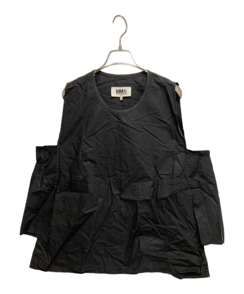MM6 Maison Margiela（エムエムシックスメゾンマルジェラ）MM6 Maison Margiela (エムエムシックスメゾンマルジェラ) ノースリーブコットンギャバブラウス ブラック サイズ:38の古着・服飾アイテム