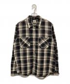 AVIREXアヴィレックス）の古着「デイリーウェア コットン チェック フランネルシャツ」｜アイボリー×ブラウン