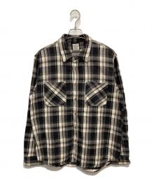 AVIREX（アヴィレックス）の古着「デイリーウェア コットン チェック フランネルシャツ」｜アイボリー×ブラウン