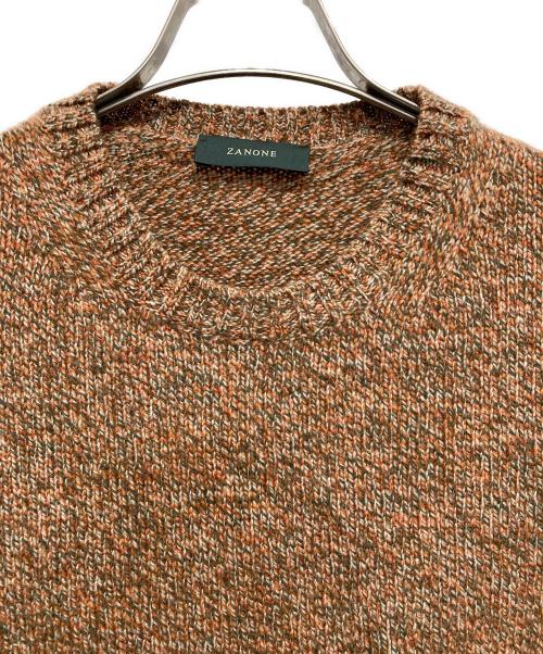 Zanone（ザノーネ）Zanone (ザノーネ) クルーネックウールニット ブラウン サイズ:48の古着・服飾アイテム