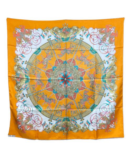 HERMES（エルメス）HERMES (エルメス) LUNA PARK-カレ90 オレンジの古着・服飾アイテム