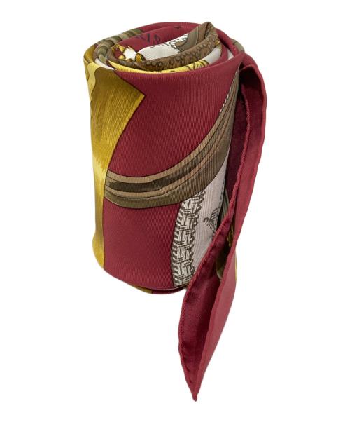 HERMES（エルメス）HERMES (エルメス) ETRIERS-カレ90 エンジ×イエローの古着・服飾アイテム