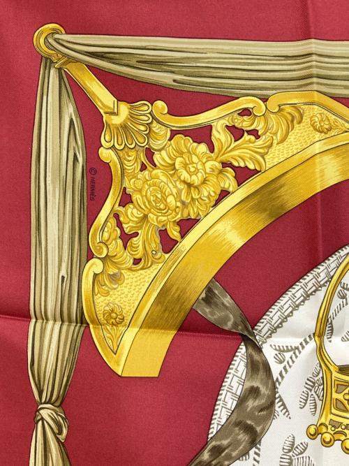 HERMES（エルメス）HERMES (エルメス) ETRIERS-カレ90 エンジ×イエローの古着・服飾アイテム