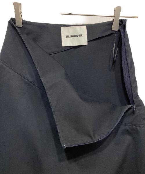 JIL SANDER（ジルサンダー）JIL SANDER (ジルサンダー) コットンシルクフレアスカート ネイビー サイズ:34の古着・服飾アイテム