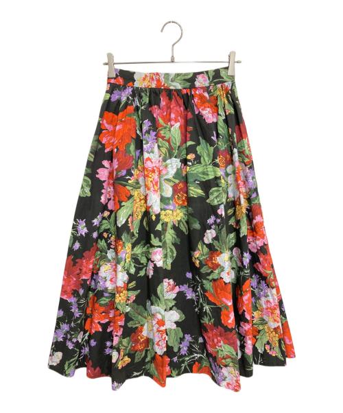 JENNE（ジェンヌ）JENNE (ジェンヌ) フラワーフレアスカート ブラック×レッド サイズ:Mの古着・服飾アイテム