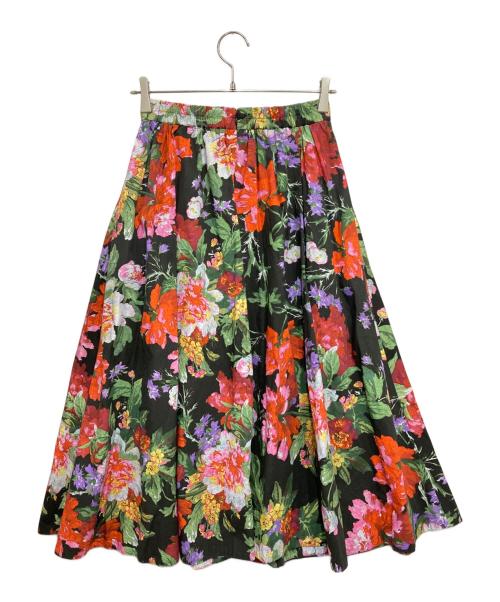 JENNE（ジェンヌ）JENNE (ジェンヌ) フラワーフレアスカート ブラック×レッド サイズ:Mの古着・服飾アイテム