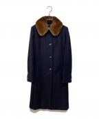 MaxMaraマックスマーラ）の古着「ミンクファー襟ステンカラーコート」｜ネイビー