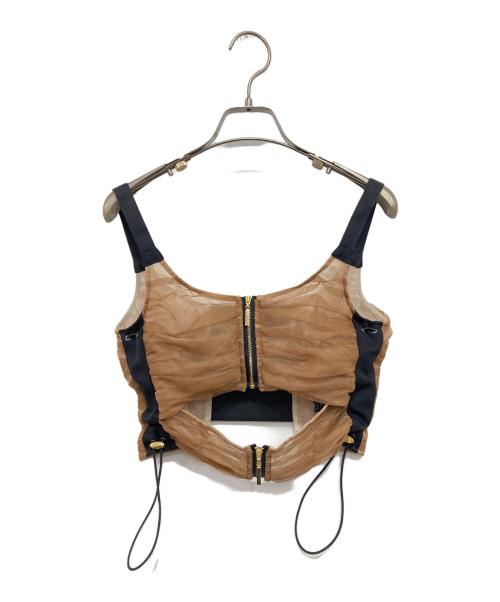 UNITED TOKYO（ユナイテッドトーキョー）UNITED TOKYO (ユナイテッドトーキョー) チュールシャーリングビスチェ ブラック×ブラウン サイズ:FREEの古着・服飾アイテム