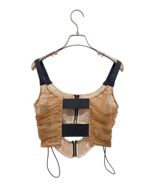 UNITED TOKYO（ユナイテッドトーキョー）UNITED TOKYO (ユナイテッドトーキョー) チュールシャーリングビスチェ ブラック×ブラウン サイズ:FREEの古着・服飾アイテム