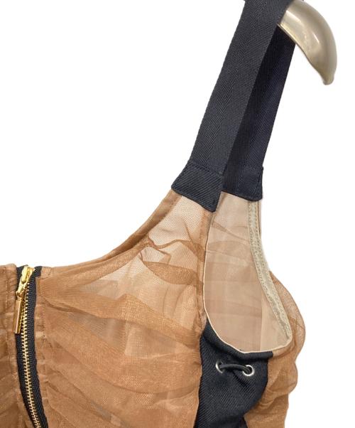 UNITED TOKYO（ユナイテッドトーキョー）UNITED TOKYO (ユナイテッドトーキョー) チュールシャーリングビスチェ ブラック×ブラウン サイズ:FREEの古着・服飾アイテム