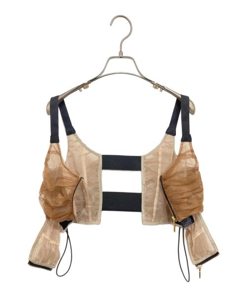 UNITED TOKYO（ユナイテッドトーキョー）UNITED TOKYO (ユナイテッドトーキョー) チュールシャーリングビスチェ ブラック×ブラウン サイズ:FREEの古着・服飾アイテム