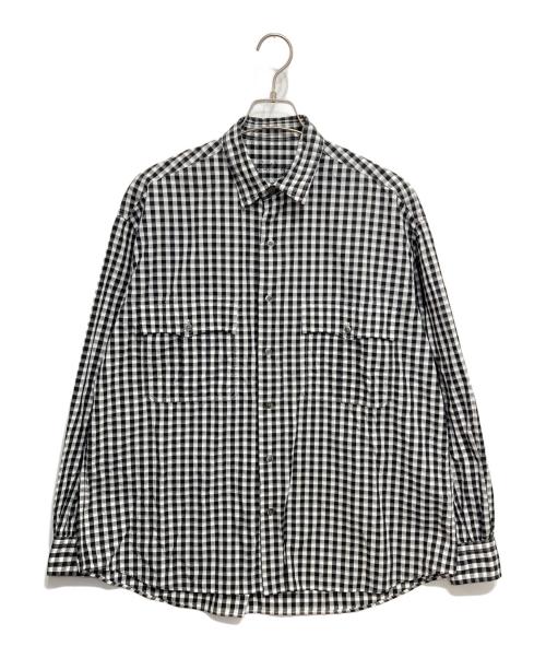 Porter Classic（ポータークラシック）Porter Classic (ポータークラシック) ROLL UP GINGHAM CHECK SHIRT/ロールアップギンガムチェックシャツ/ ホワイト×ブラック サイズ:Mの古着・服飾アイテム
