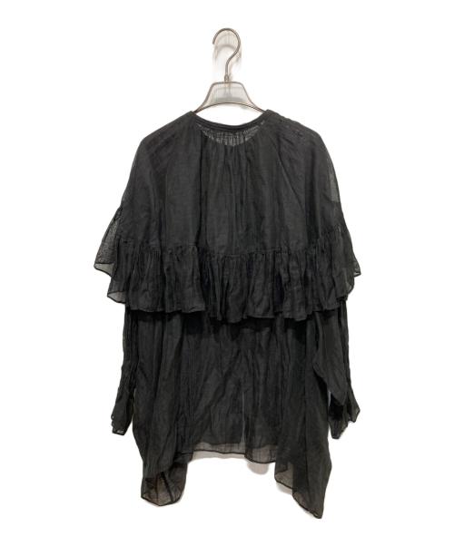 Curensology（カレンソロジー）Curensology (カレンソロジー) リネンブレンドシアーブラウス ブラック サイズ:FREEの古着・服飾アイテム