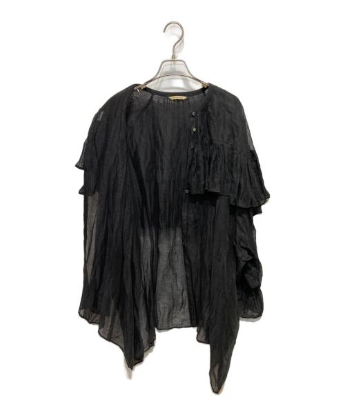 Curensology（カレンソロジー）Curensology (カレンソロジー) リネンブレンドシアーブラウス ブラック サイズ:FREEの古着・服飾アイテム