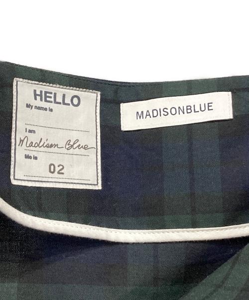 MADISON BLUE（マディソンブルー）MADISON BLUE (マディソンブルー) タータンチェックフレアスカート ネイビー×オリーブ サイズ:02の古着・服飾アイテム