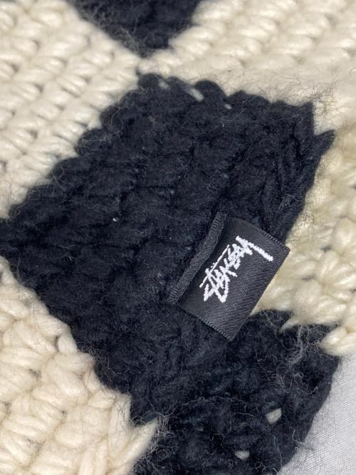 stussy（ステューシー）stussy (ステューシー) ニットバケットハット アイボリー×ブラック サイズ:57㎝の古着・服飾アイテム