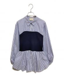 UNITED ARROWS（ユナイテッドアローズ）の古着「ニットビスチェ コンビ シャツ」｜ネイビー×ブルー