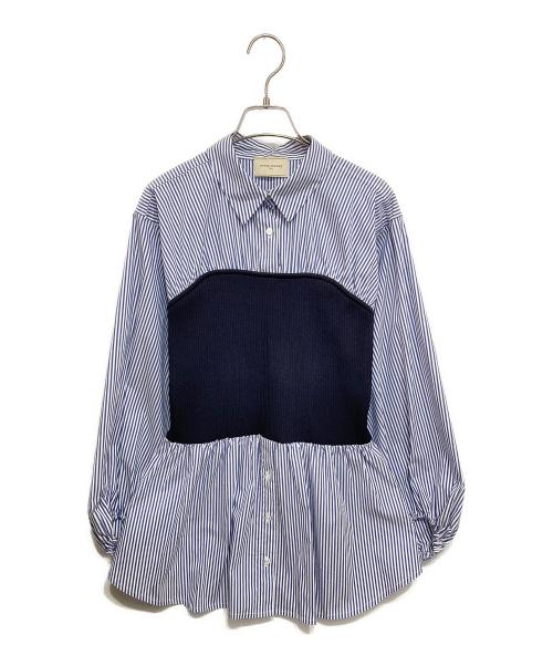 UNITED ARROWS（ユナイテッドアローズ）UNITED ARROWS (ユナイテッドアローズ) ニットビスチェ コンビ シャツ ネイビー×ブルー サイズ:-の古着・服飾アイテム