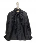 UNITED ARROWS TOKYOユナイテッドアローズトウキョウ）の古着「オーガンジー フリル＆ボウタイ ブラウス」｜ブラック