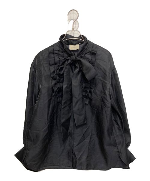 UNITED ARROWS TOKYO（ユナイテッドアローズトウキョウ）UNITED ARROWS TOKYO (ユナイテッドアローズトウキョウ) オーガンジー フリル＆ボウタイ ブラウス ブラック サイズ:記載無しの古着・服飾アイテム
