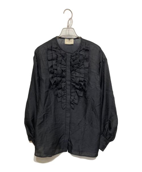 UNITED ARROWS TOKYO（ユナイテッドアローズトウキョウ）UNITED ARROWS TOKYO (ユナイテッドアローズトウキョウ) オーガンジー フリル＆ボウタイ ブラウス ブラック サイズ:記載無しの古着・服飾アイテム