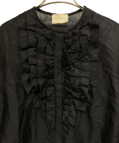 UNITED ARROWS TOKYO（ユナイテッドアローズトウキョウ）UNITED ARROWS TOKYO (ユナイテッドアローズトウキョウ) オーガンジー フリル＆ボウタイ ブラウス ブラック サイズ:記載無しの古着・服飾アイテム